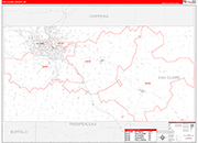 Eau Claire County Wall Map Red Line Style